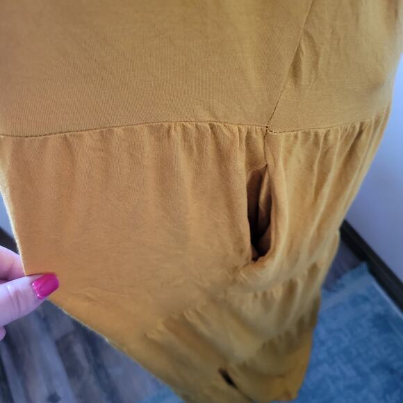 Three Bird Nest Mustard Tiered Maxi Dress Size XL Boho Flowy - Picture 3 of 7